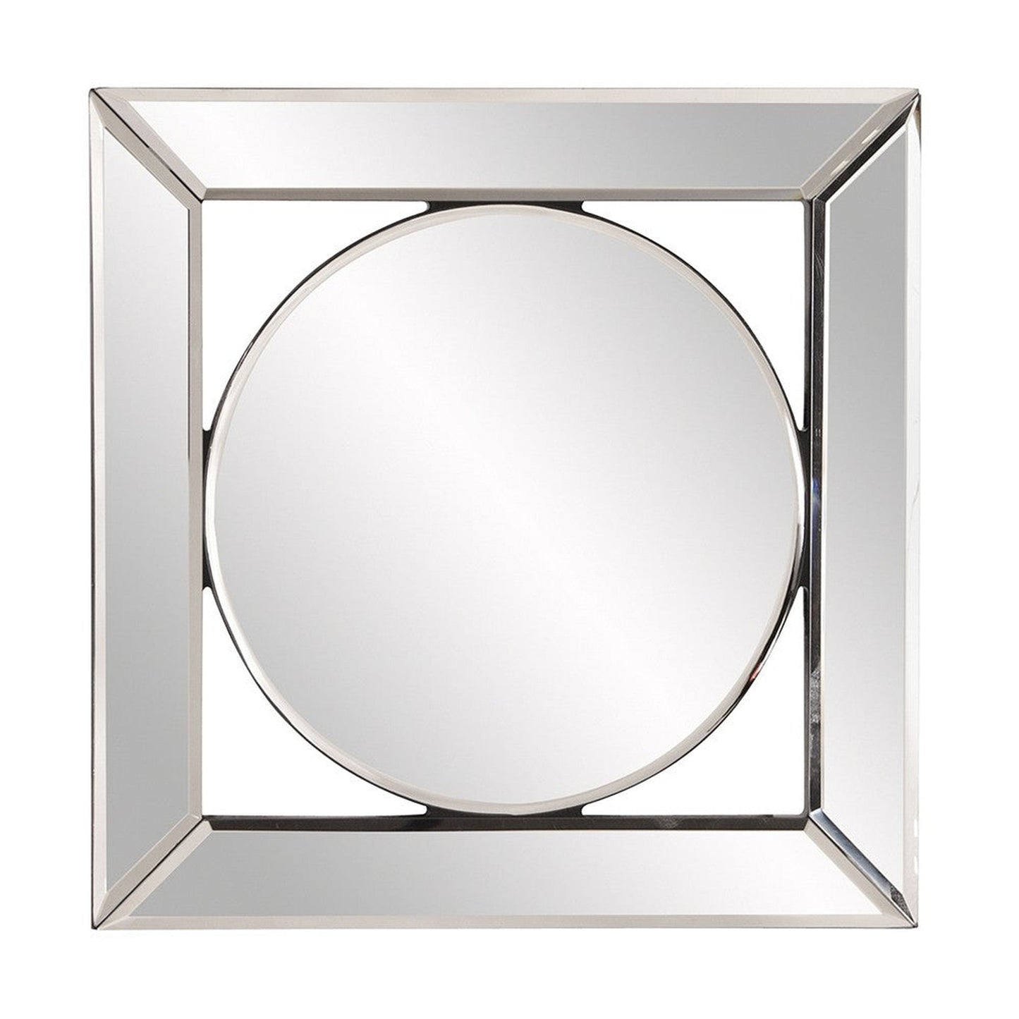 HomeRoots Square Mirror with Center Round Mirror