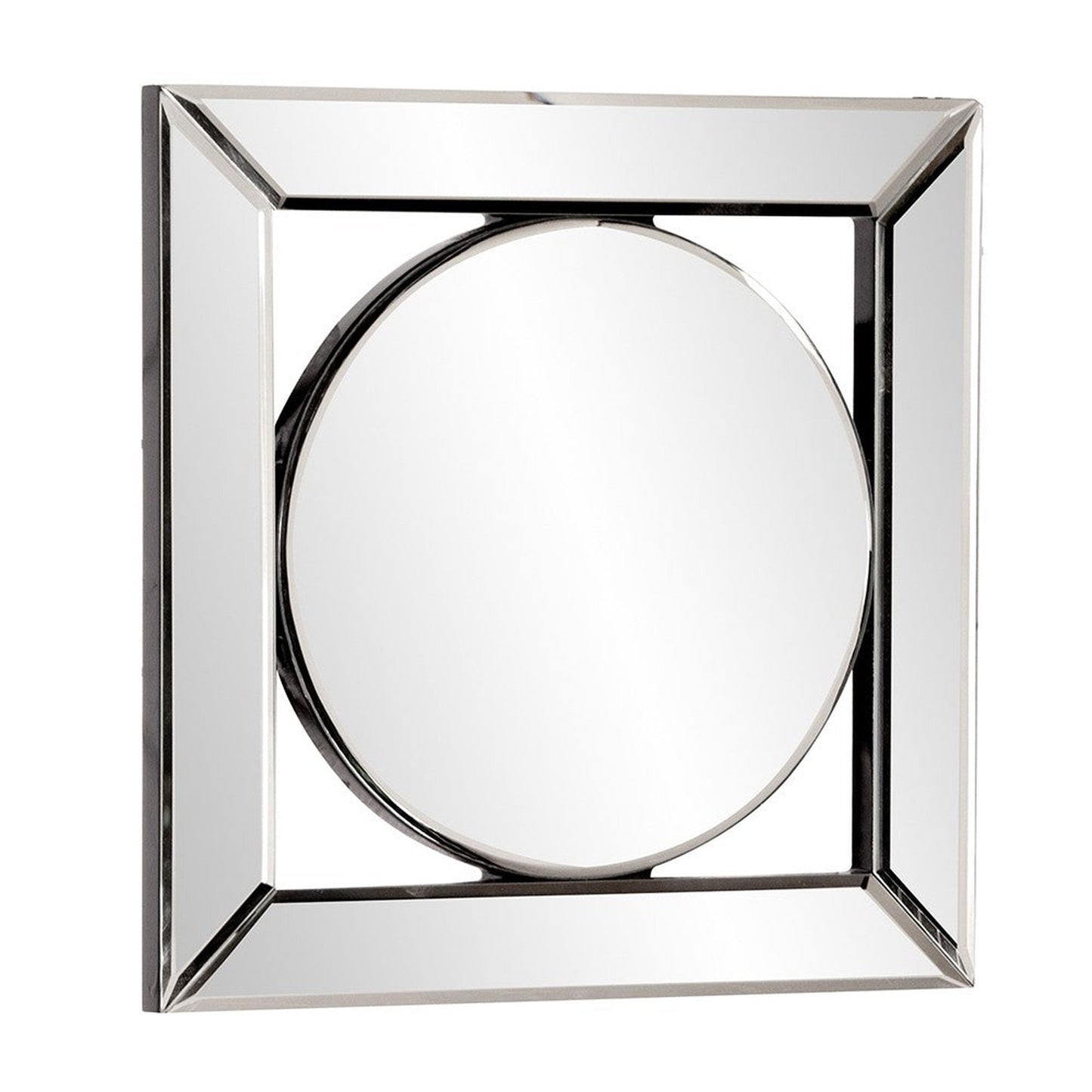 HomeRoots Square Mirror with Center Round Mirror
