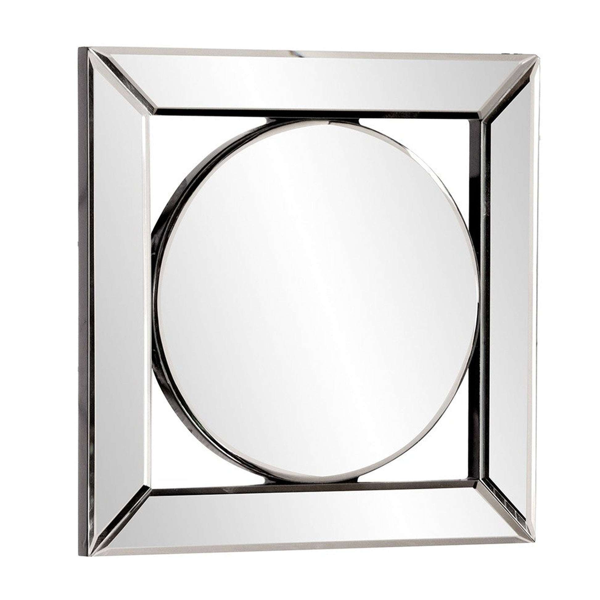 HomeRoots Square Mirror with Center Round Mirror