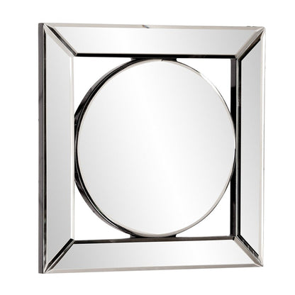 HomeRoots Square Mirror with Center Round Mirror