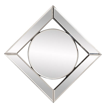 HomeRoots Square Mirror with Center Round Mirror