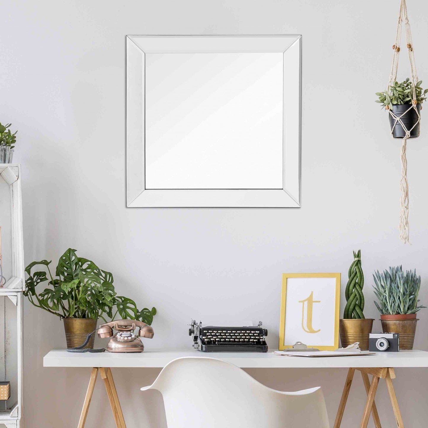 HomeRoots Square Wall Mounted Clear Mirror