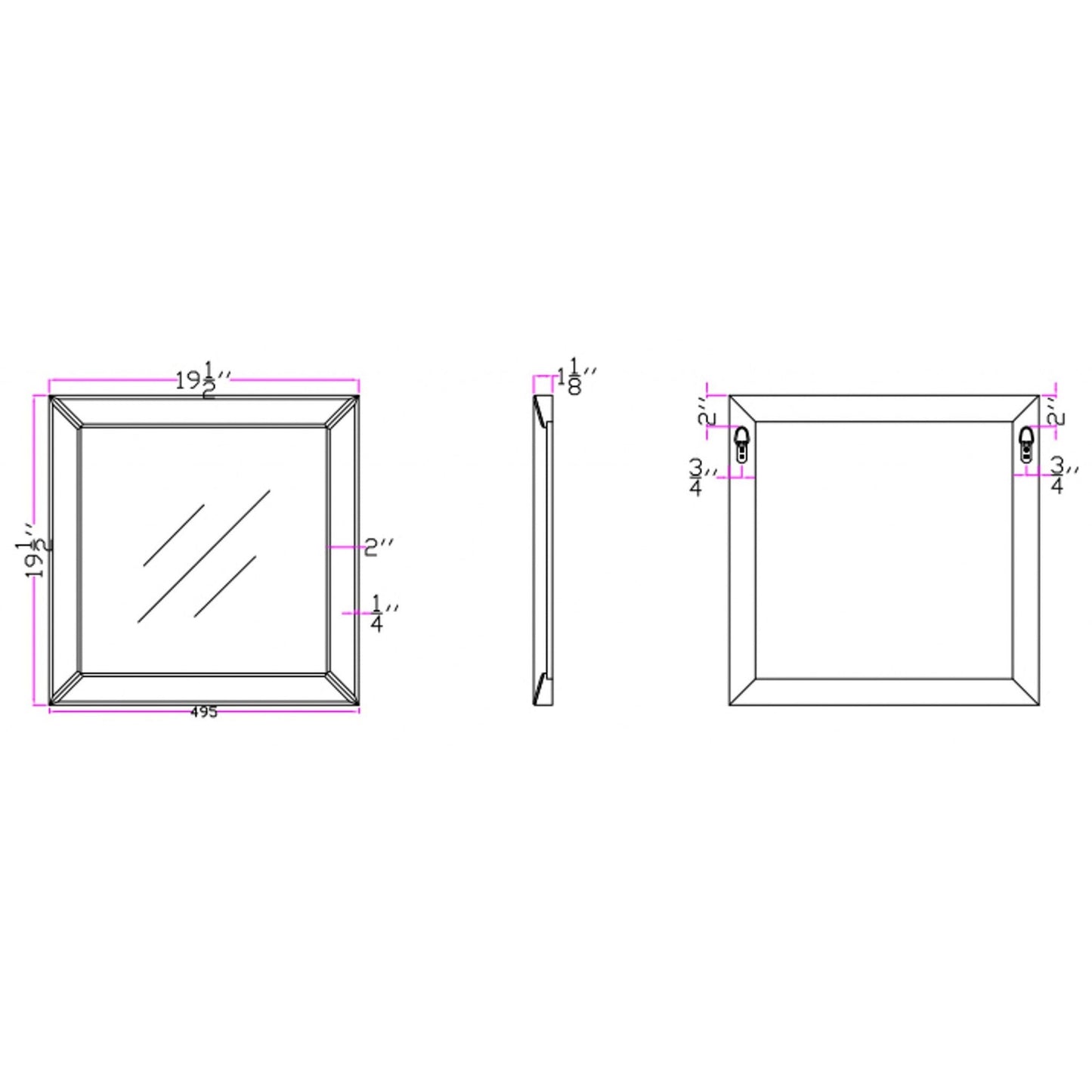 HomeRoots Square Wall Mounted Clear Mirror