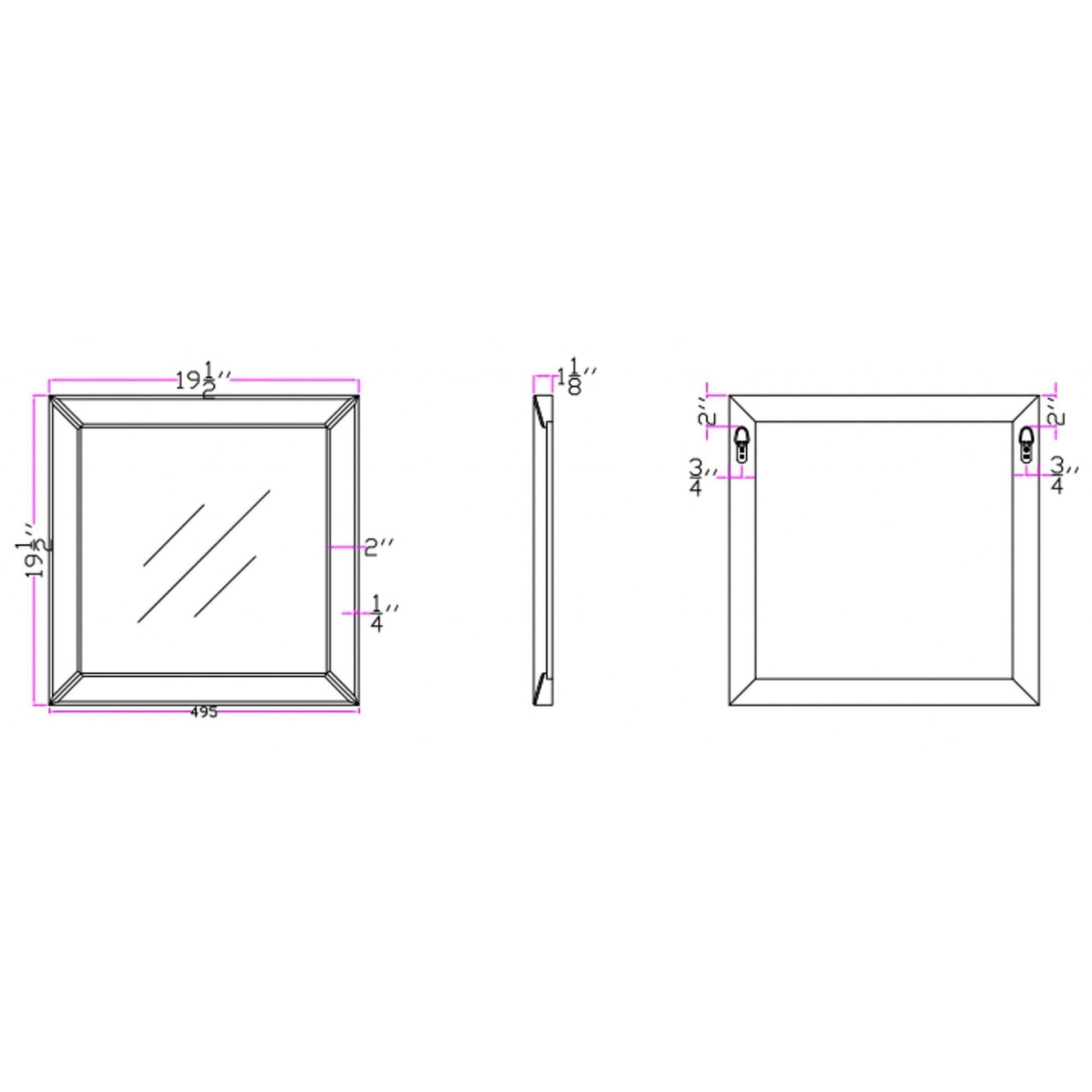 HomeRoots Square Wall Mounted Clear Mirror