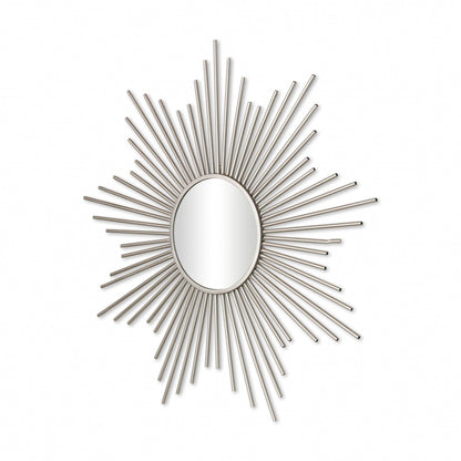 HomeRoots Striking Silver Metal Sunburst Design Wall Mirror