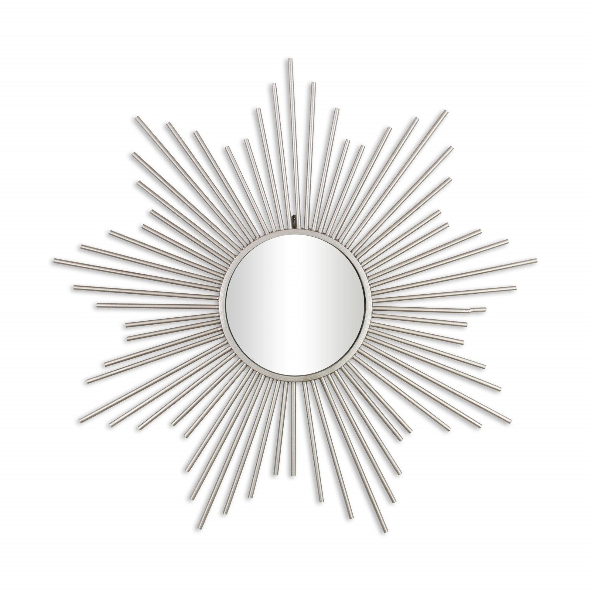 HomeRoots Striking Silver Metal Sunburst Design Wall Mirror