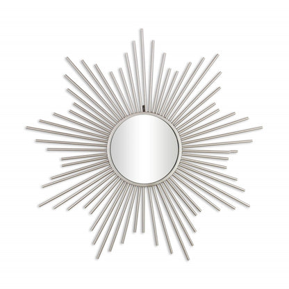 HomeRoots Striking Silver Metal Sunburst Design Wall Mirror