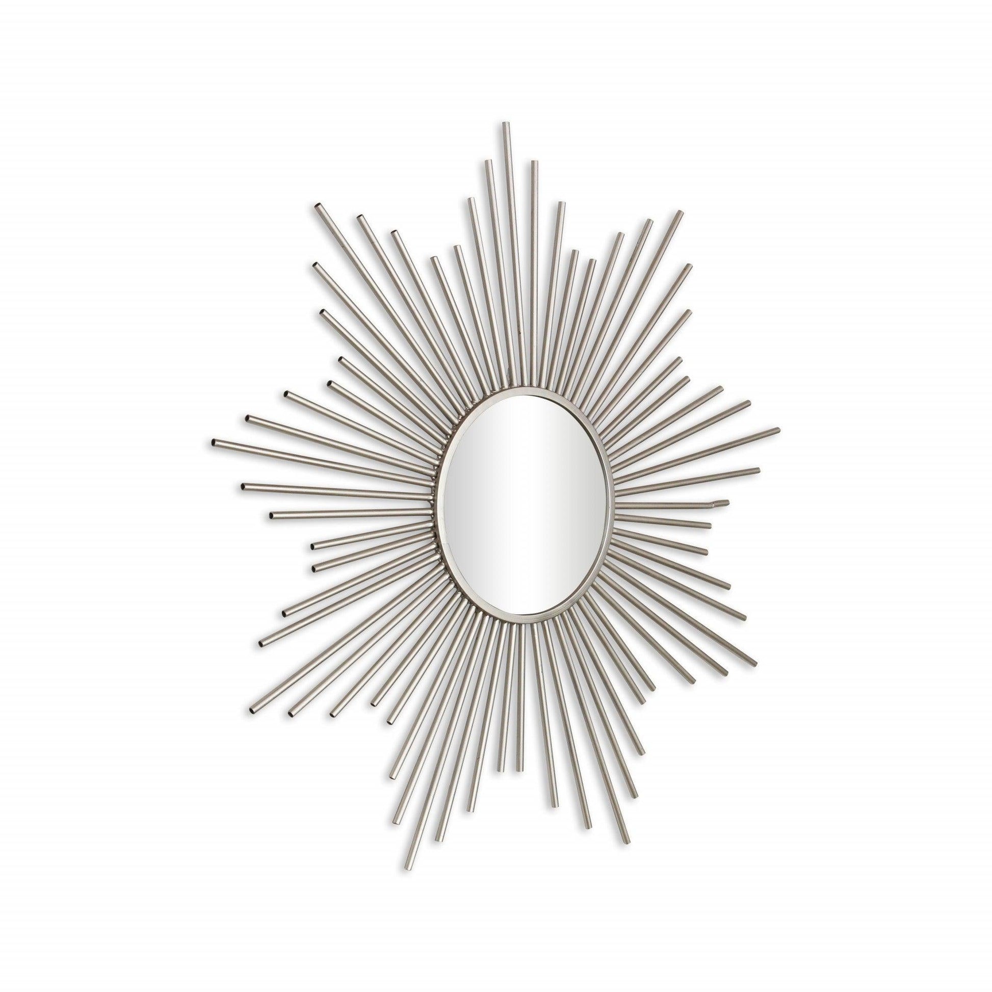 HomeRoots Striking Silver Metal Sunburst Design Wall Mirror