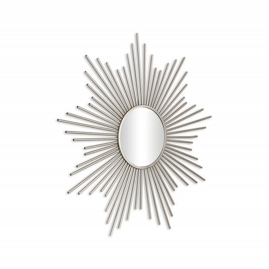 HomeRoots Striking Silver Metal Sunburst Design Wall Mirror