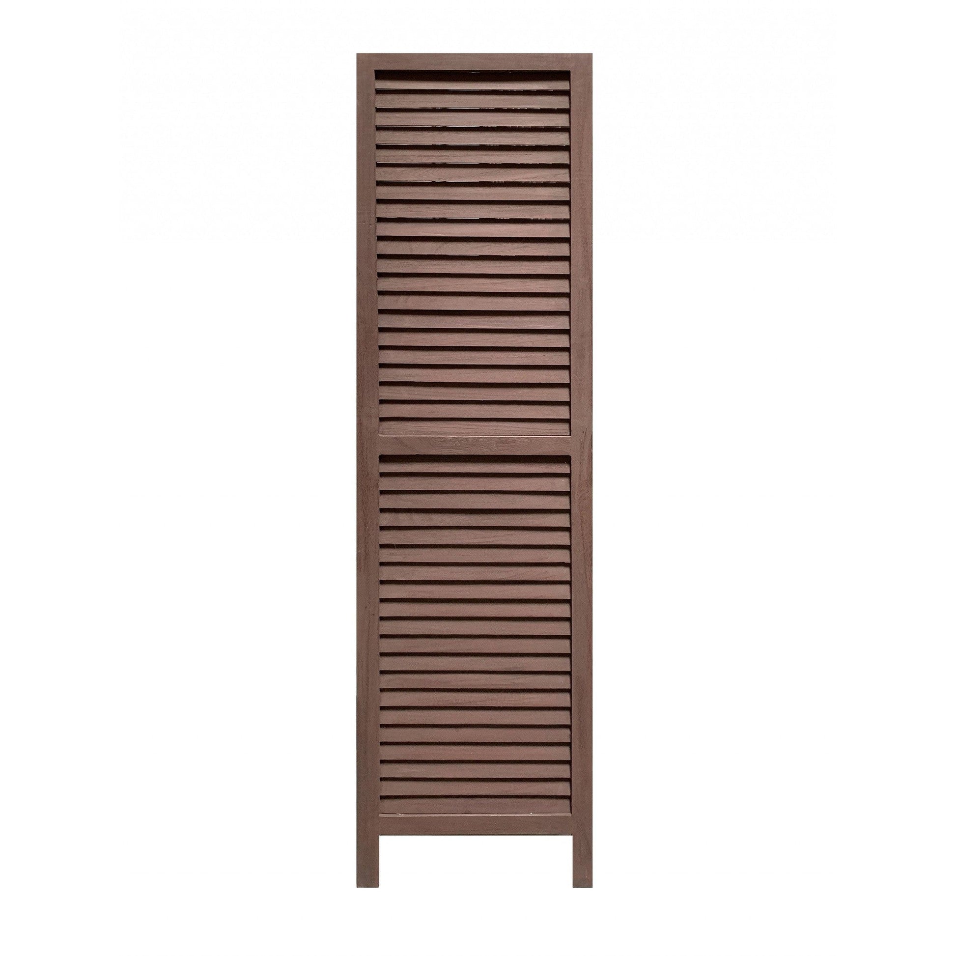 HomeRoots Stylish Three Panel Shutter Divider Screen in Washed Brown Finish