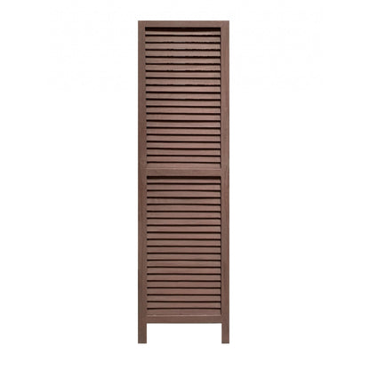 HomeRoots Stylish Three Panel Shutter Divider Screen in Washed Brown Finish