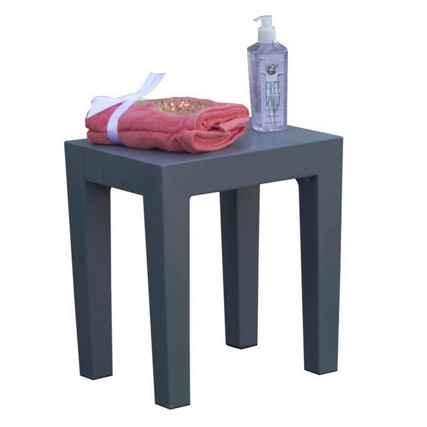 HomeRoots Super Sturdy Plastic Shower Stool in Gray