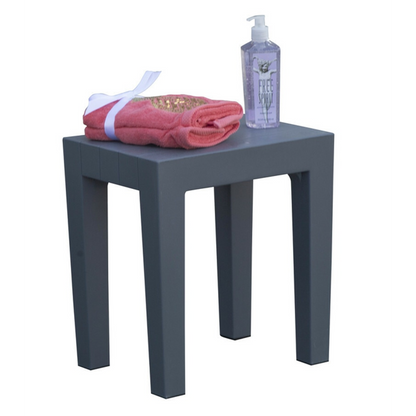 HomeRoots Super Sturdy Plastic Shower Stool in Gray