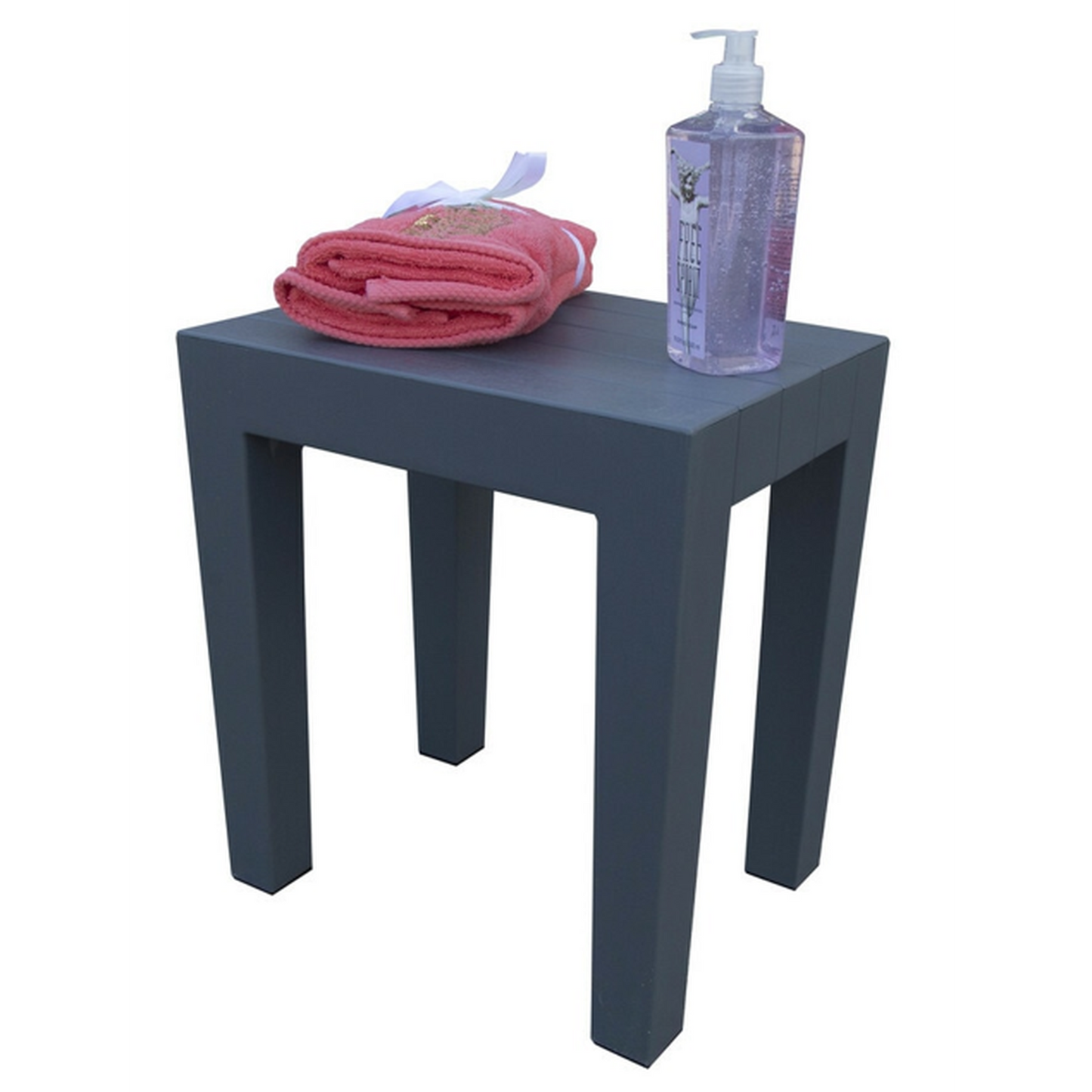 HomeRoots Super Sturdy Plastic Shower Stool in Gray