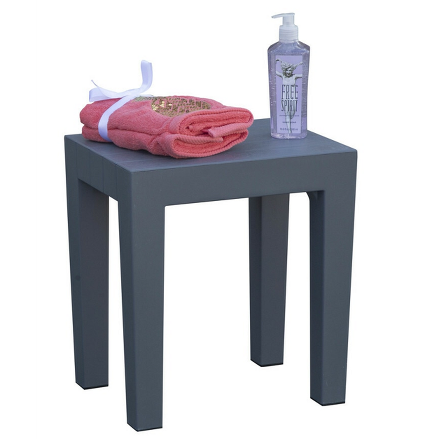 HomeRoots Super Sturdy Plastic Shower Stool in Gray