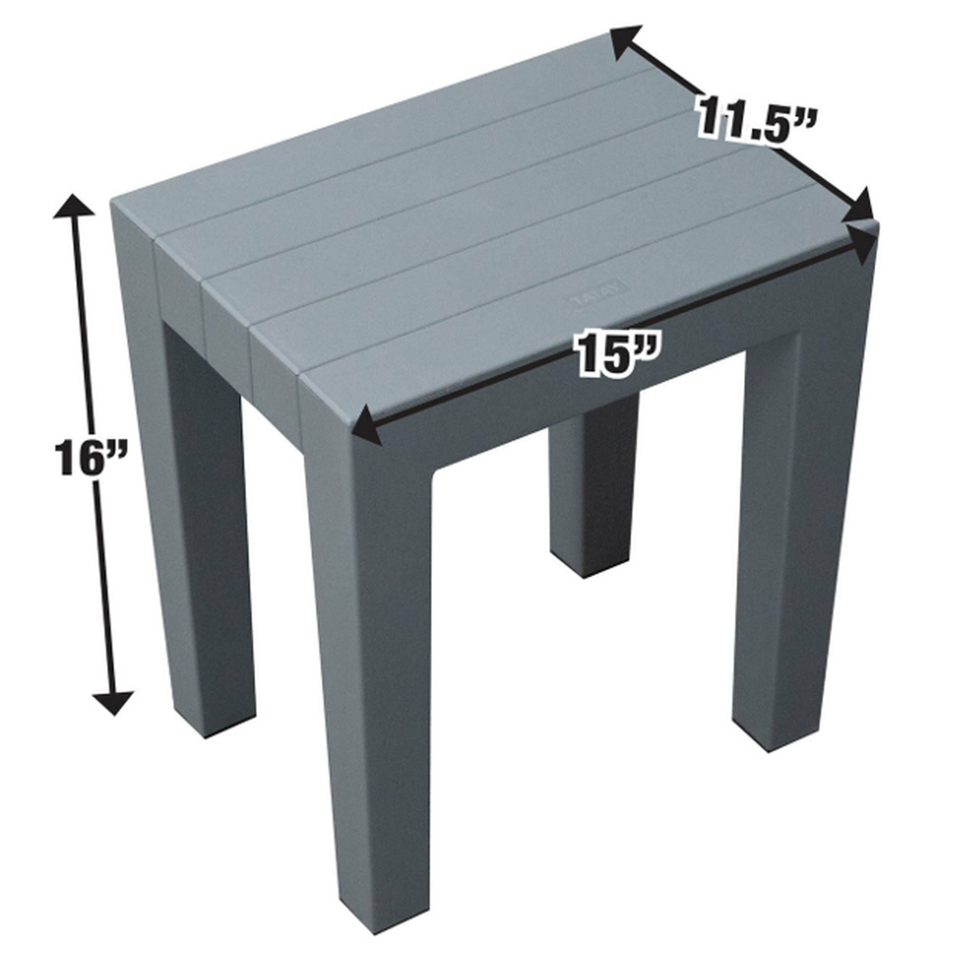 HomeRoots Super Sturdy Plastic Shower Stool in Gray