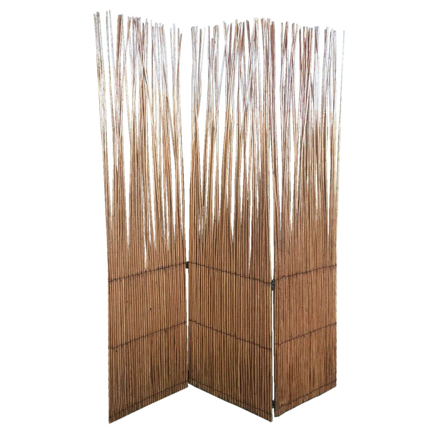 HomeRoots Three Panel Room Divider Screen With Natural Willow Finish