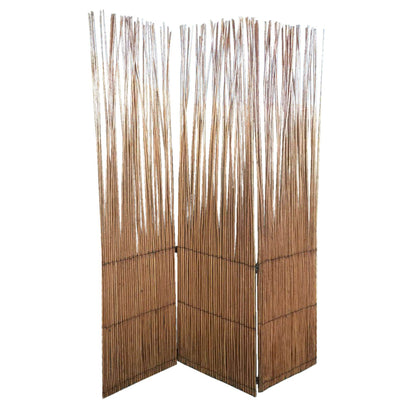HomeRoots Three Panel Room Divider Screen With Natural Willow Finish