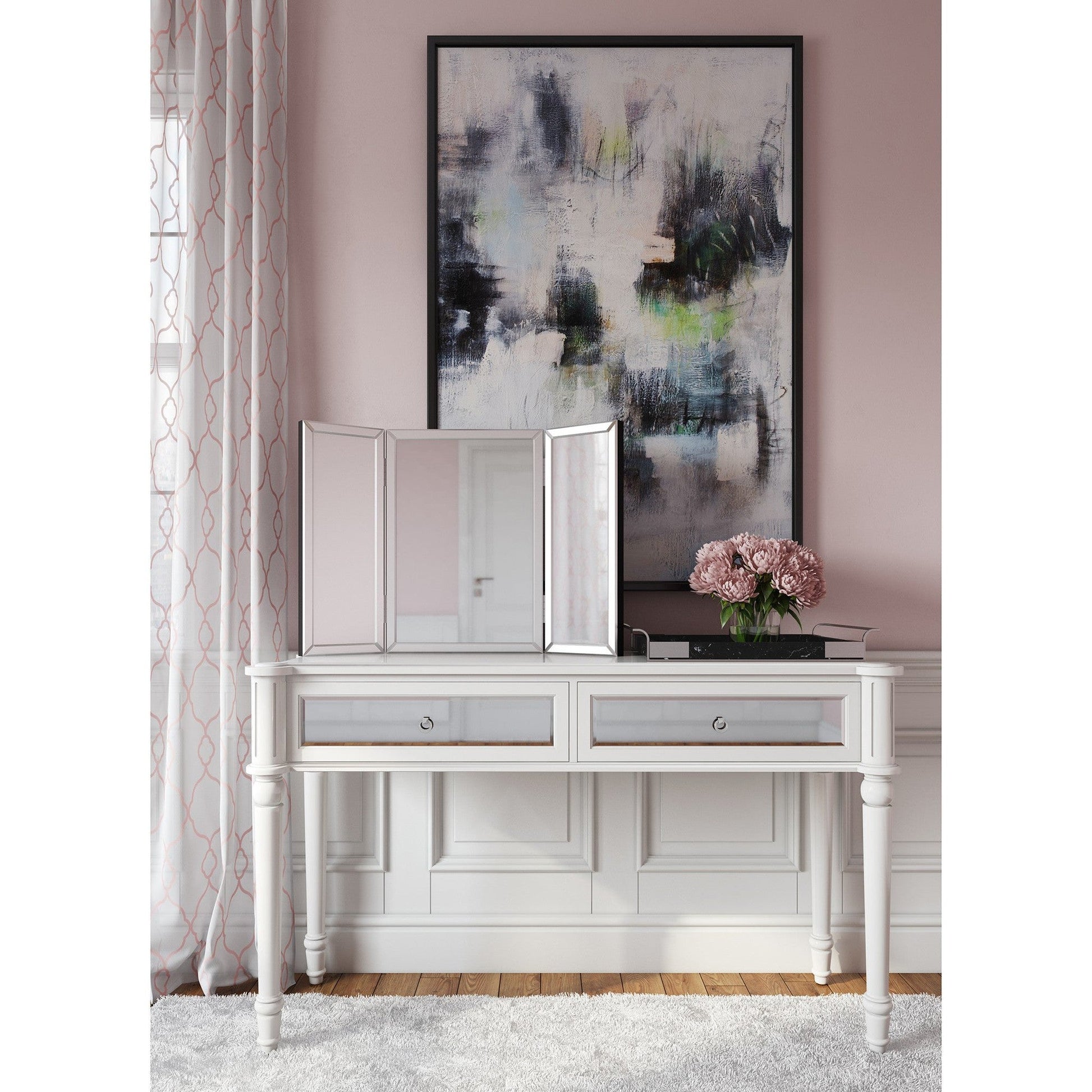 HomeRoots Three Part Hinged Vanity Tabletop Mirror