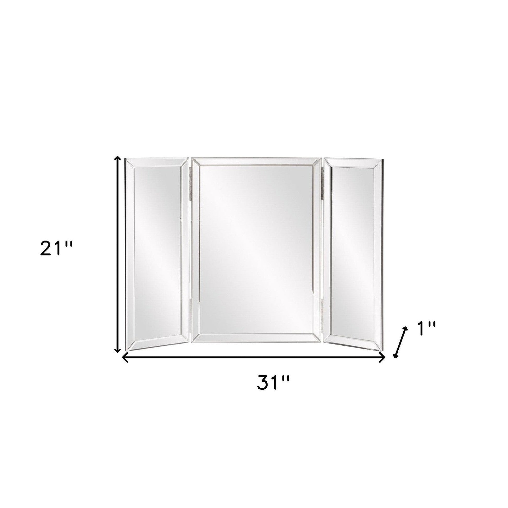 HomeRoots Three Part Hinged Vanity Tabletop Mirror