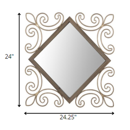 HomeRoots Traditional Diamond Wall Mirror with Metal Detailing
