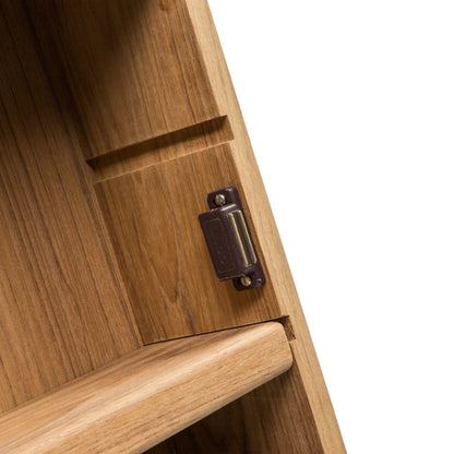 HomeRoots Traditional Solid Teak Hanging Mirrored Medicine Cabinet