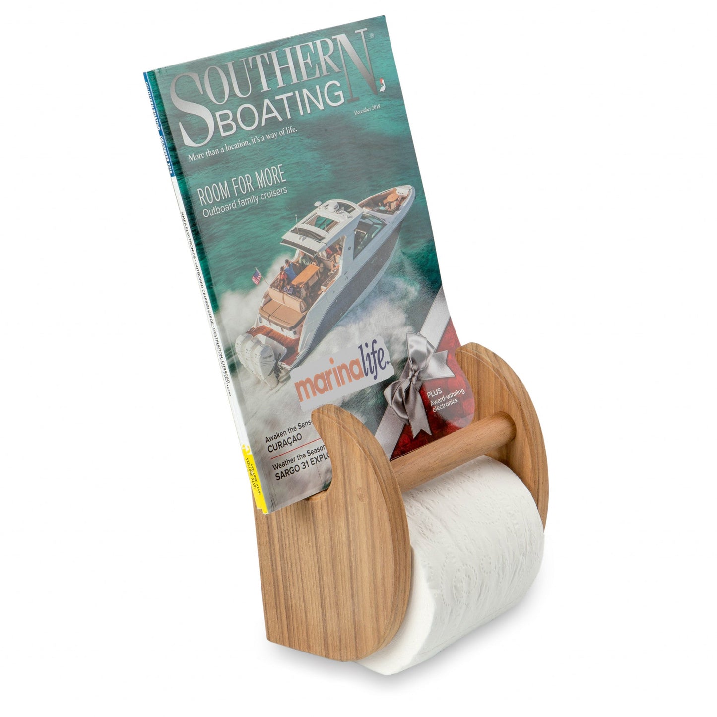 HomeRoots Traditional Solid Teak Magazine and Toilet Paper Holder