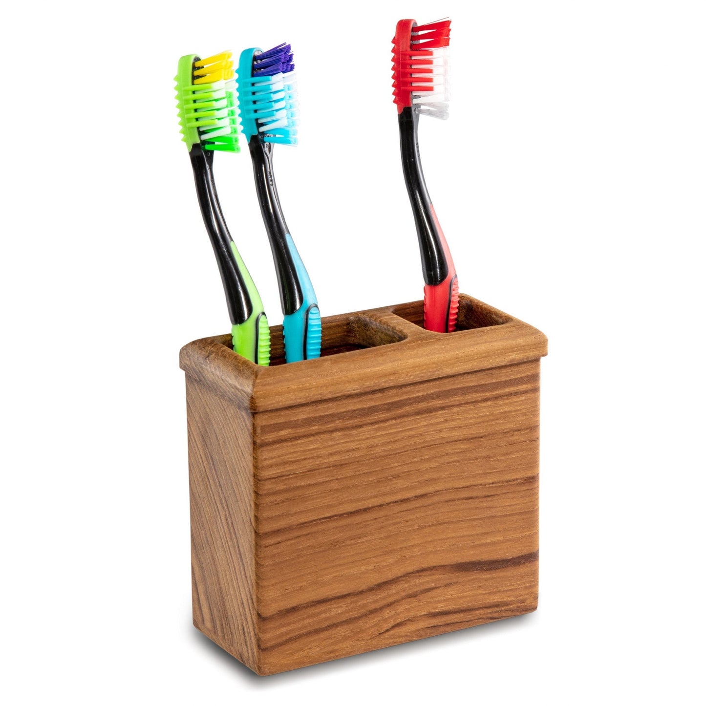 HomeRoots Traditional Solid Teak Rectangular Toothbrush Holder