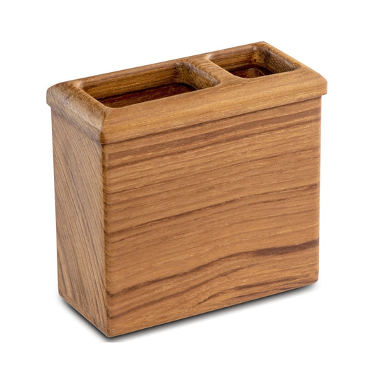 HomeRoots Traditional Solid Teak Rectangular Toothbrush Holder