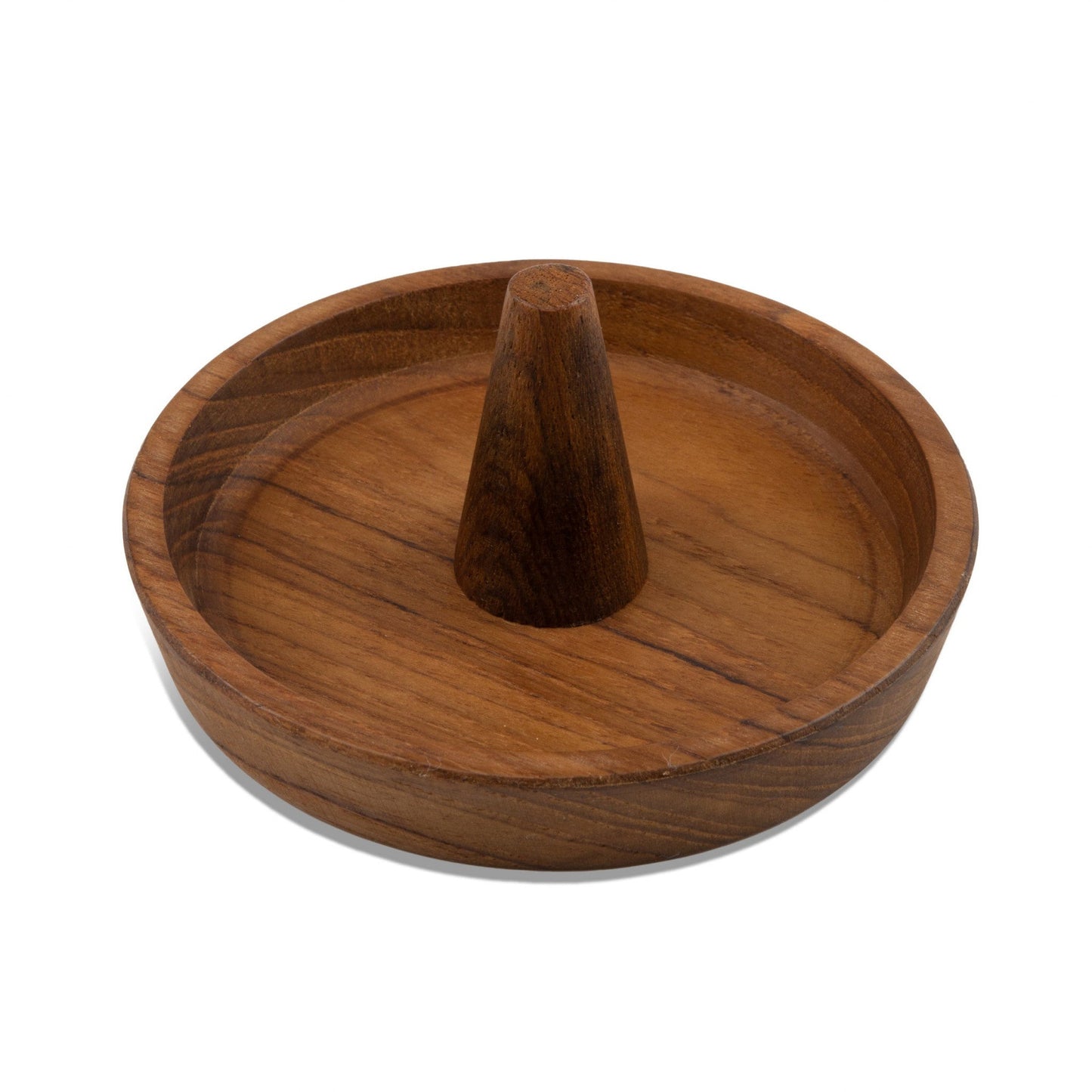 HomeRoots Traditional Solid Teak Ring Cone Jewelry Dish
