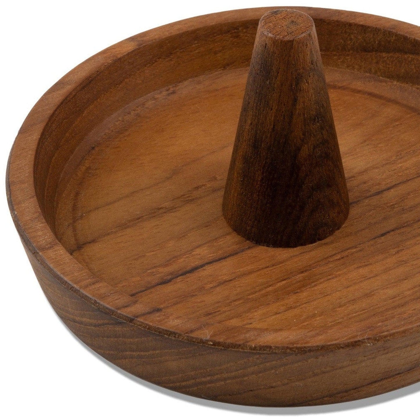 HomeRoots Traditional Solid Teak Ring Cone Jewelry Dish