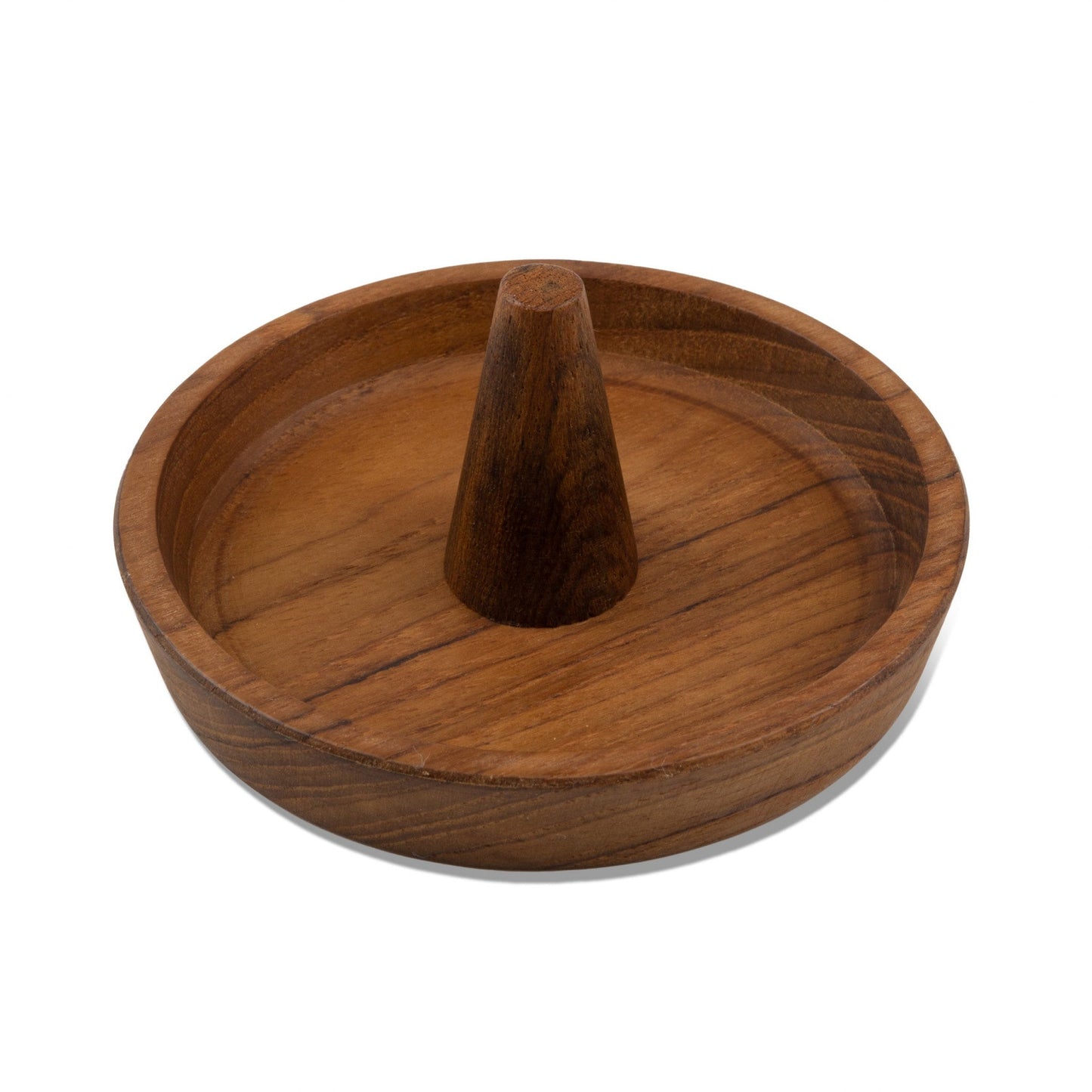 HomeRoots Traditional Solid Teak Ring Cone Jewelry Dish