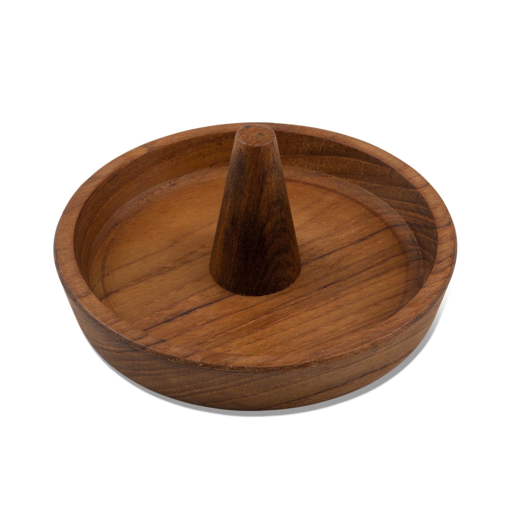 HomeRoots Traditional Solid Teak Ring Cone Jewelry Dish