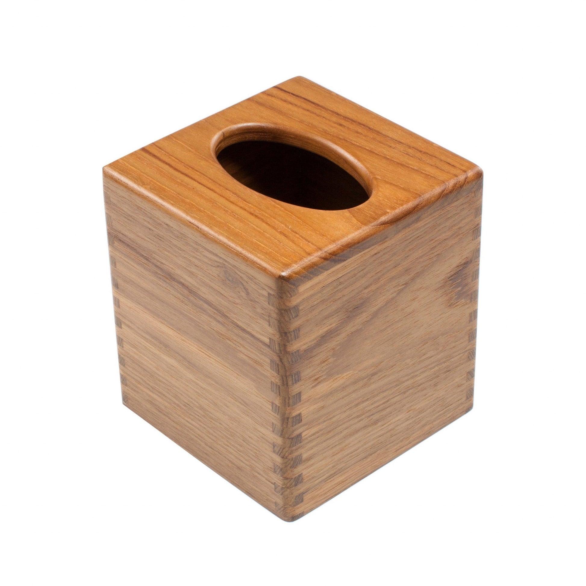 HomeRoots Traditional Solid Teak Square Tissue Box Cover