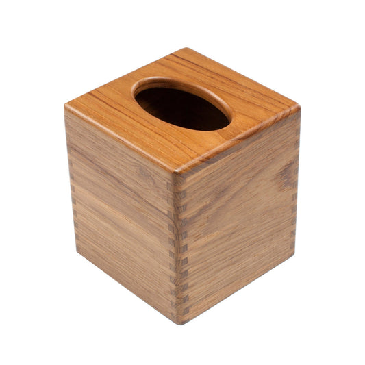 HomeRoots Traditional Solid Teak Square Tissue Box Cover