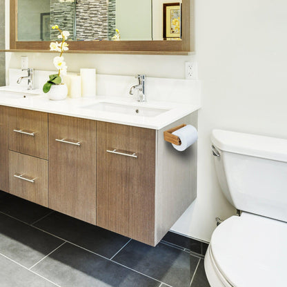 HomeRoots Traditional Solid Teak Wall Mount Toilet Paper Holder