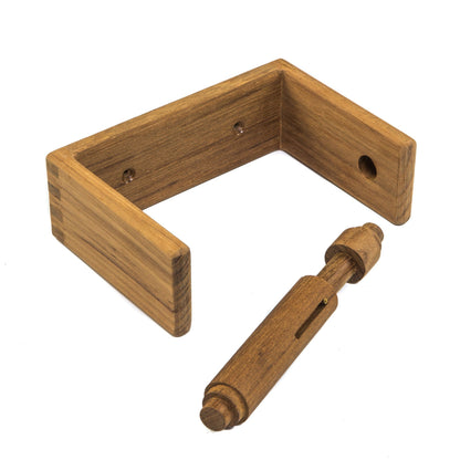 HomeRoots Traditional Solid Teak Wall Mount Toilet Paper Holder