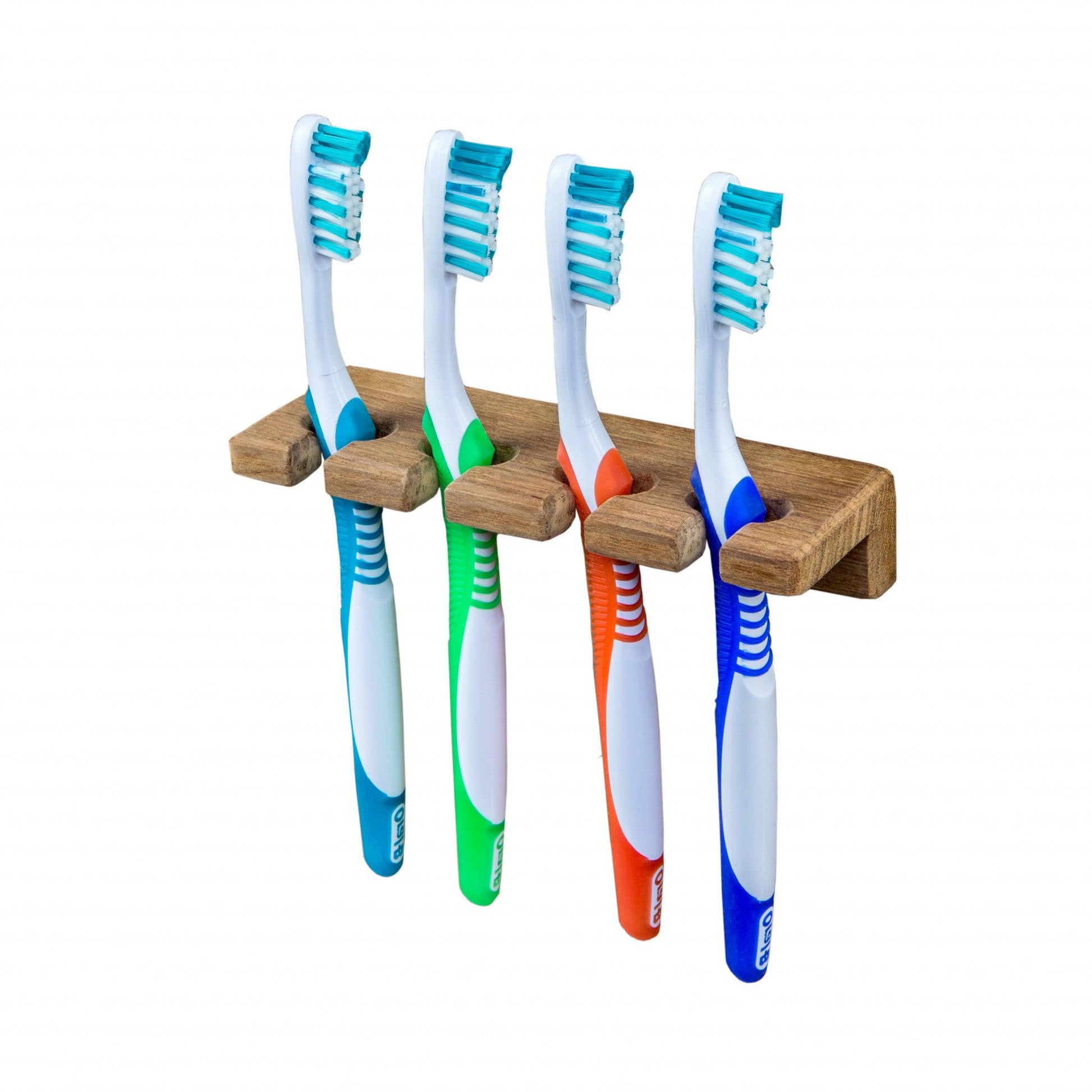 HomeRoots Traditional Solid Teak Wall Mount Toothbrush Holder
