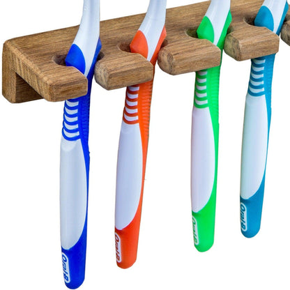 HomeRoots Traditional Solid Teak Wall Mount Toothbrush Holder