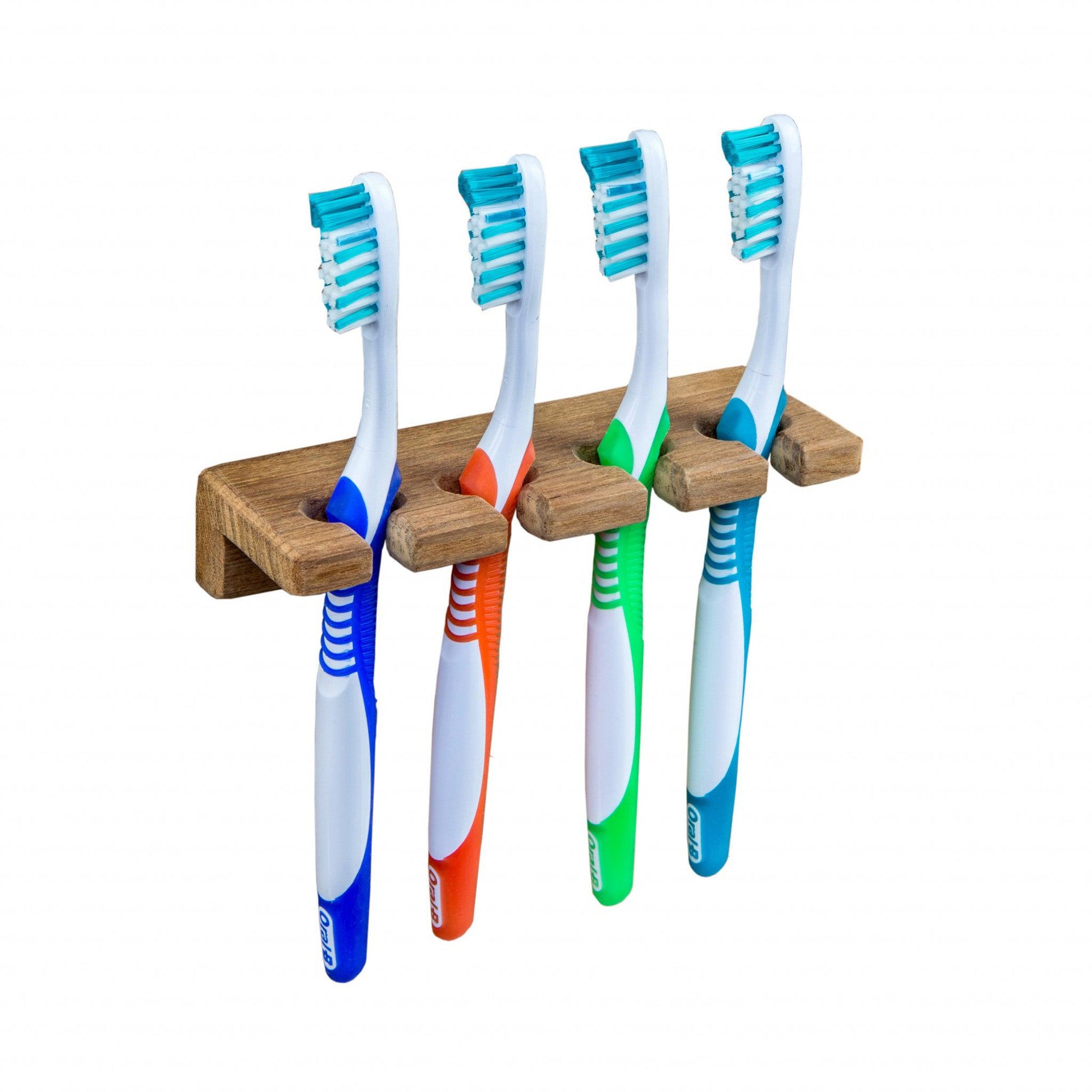HomeRoots Traditional Solid Teak Wall Mount Toothbrush Holder