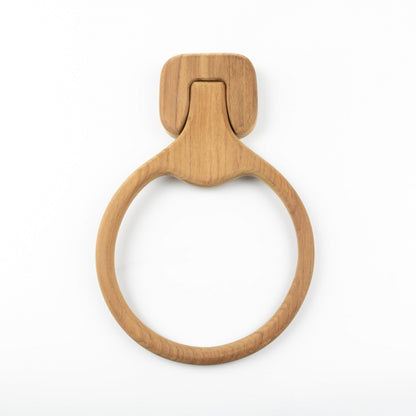 HomeRoots Traditional Solid Teak Wall Mount Towel Ring