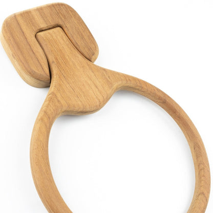 HomeRoots Traditional Solid Teak Wall Mount Towel Ring