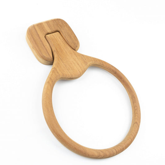 HomeRoots Traditional Solid Teak Wall Mount Towel Ring