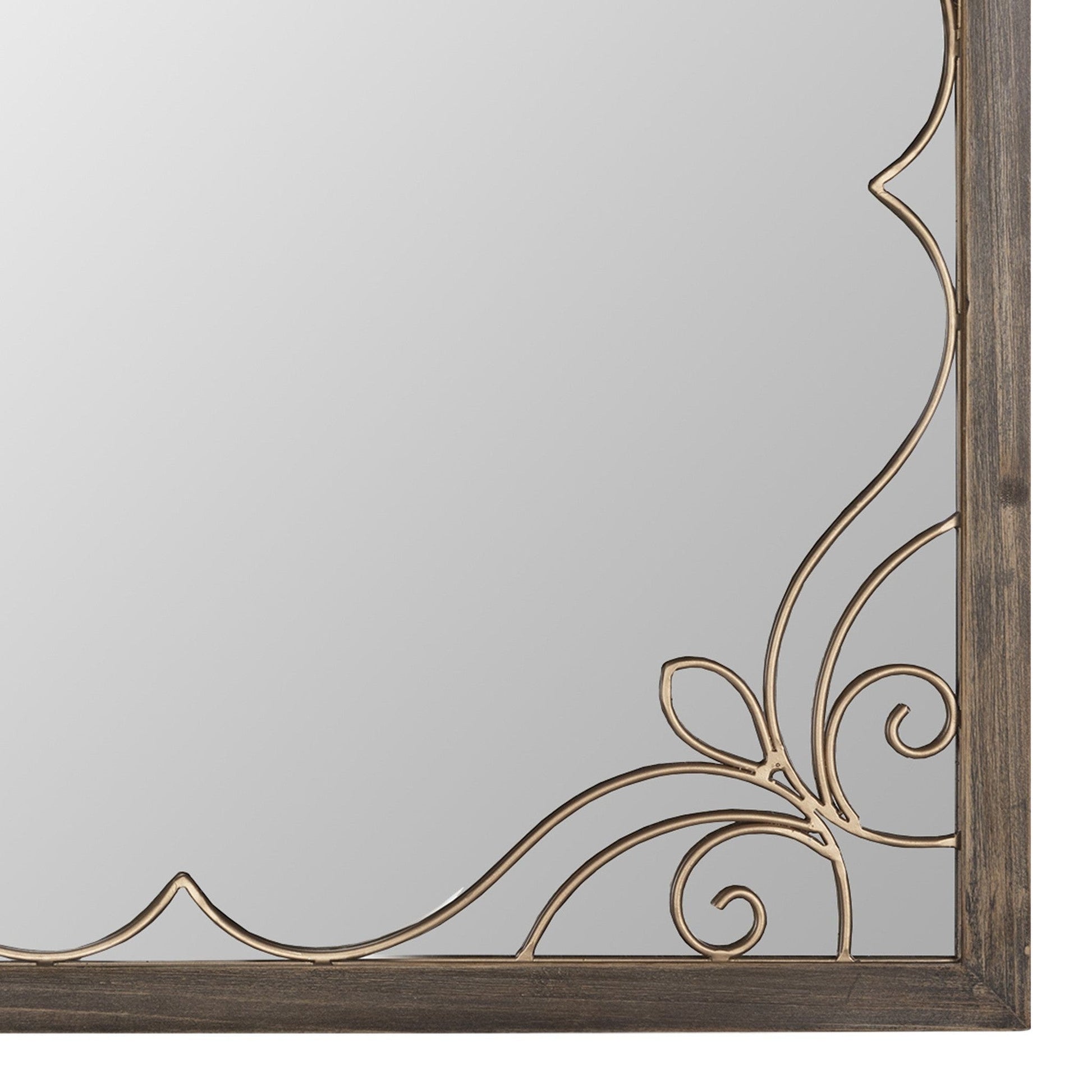 HomeRoots Traditional Square Wall Mirror with Metal Detailing