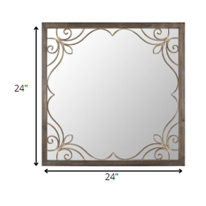 HomeRoots Traditional Square Wall Mirror with Metal Detailing