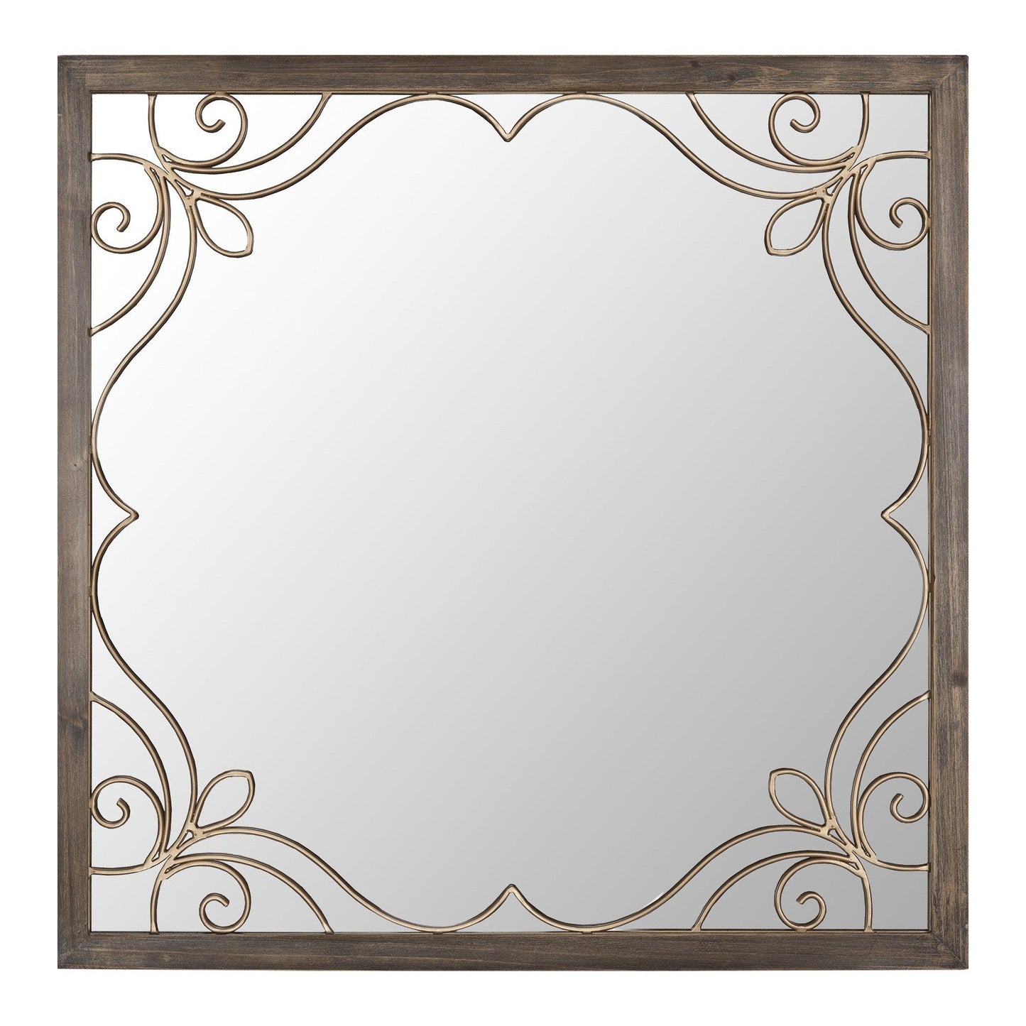 HomeRoots Traditional Square Wall Mirror with Metal Detailing