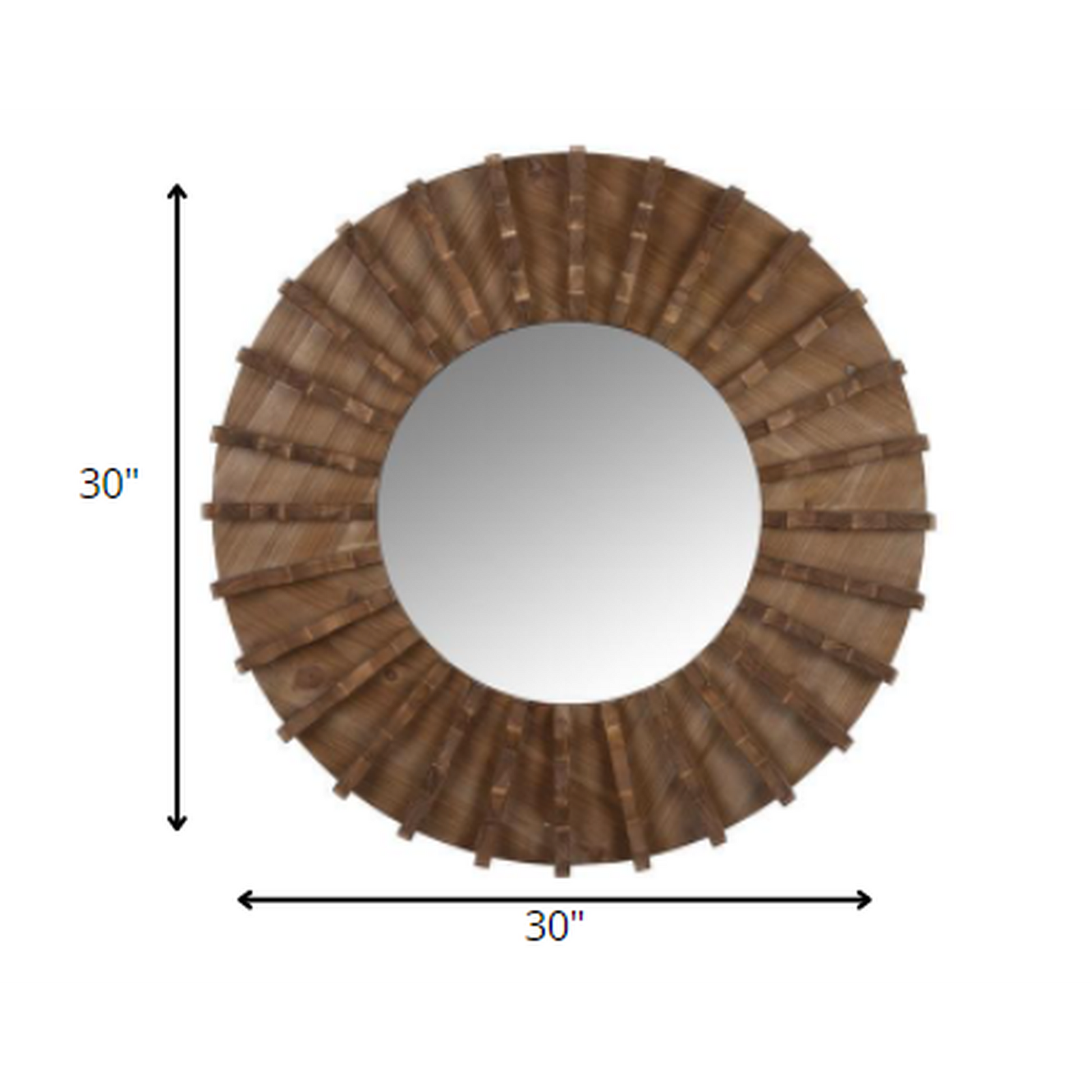 HomeRoots Tribal Wooden Round Wall Mirror