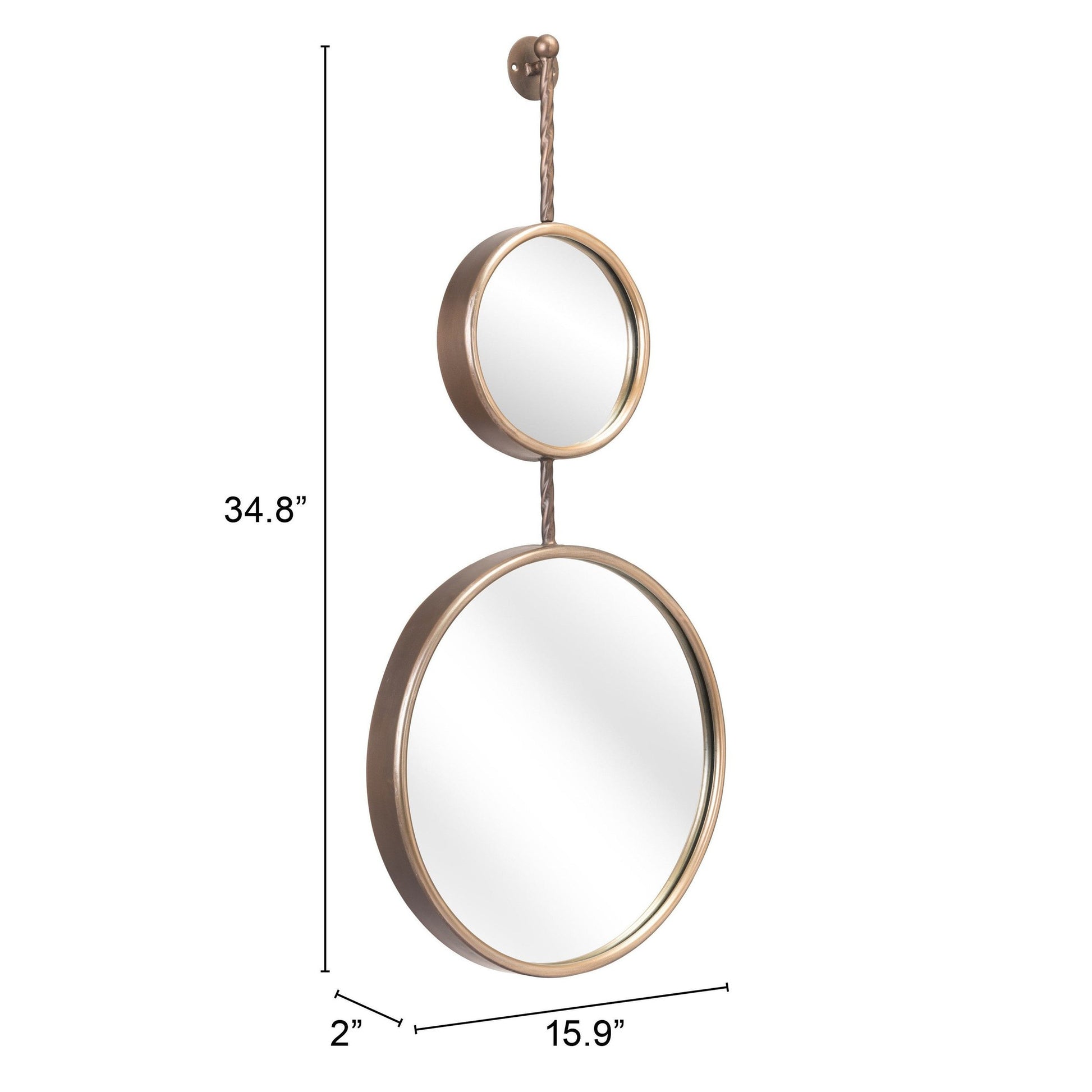 HomeRoots Two Part Gold Hanging Mirror