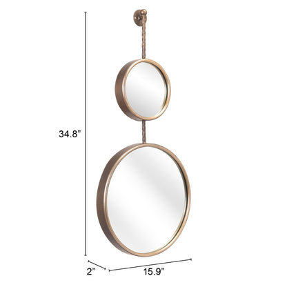 HomeRoots Two Part Gold Hanging Mirror
