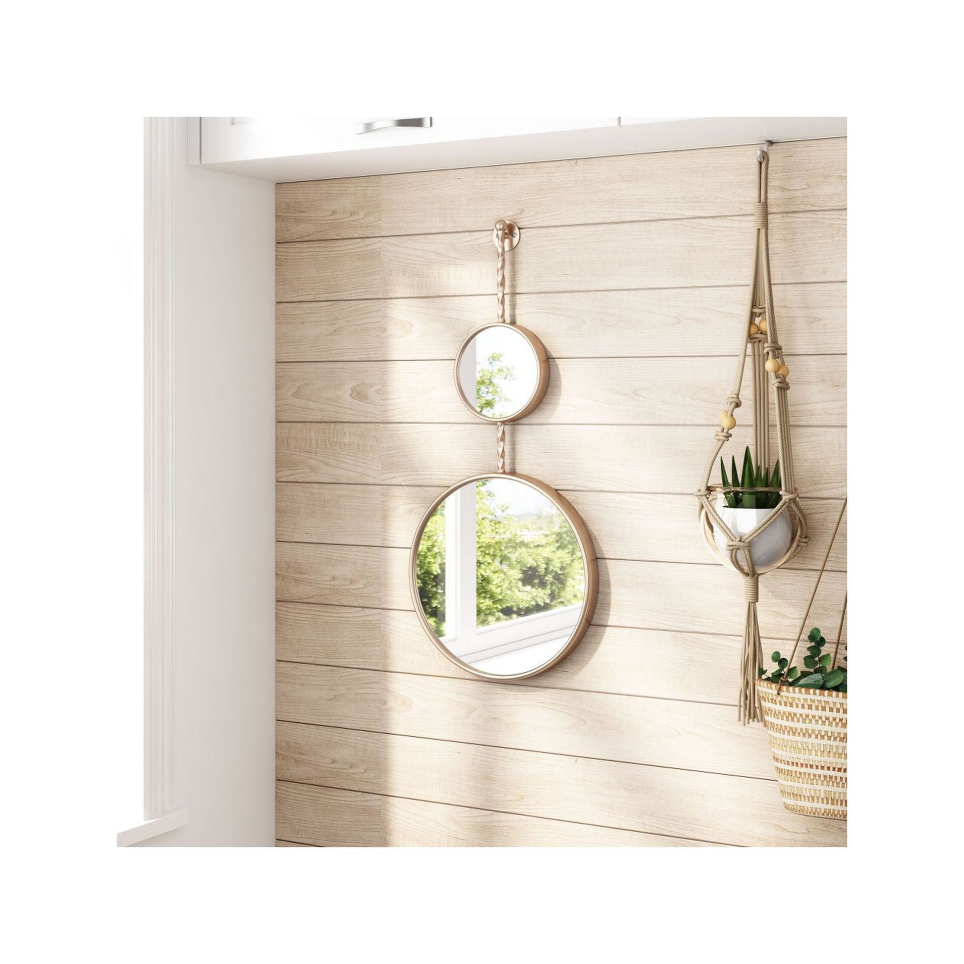 HomeRoots Two Part Gold Hanging Mirror